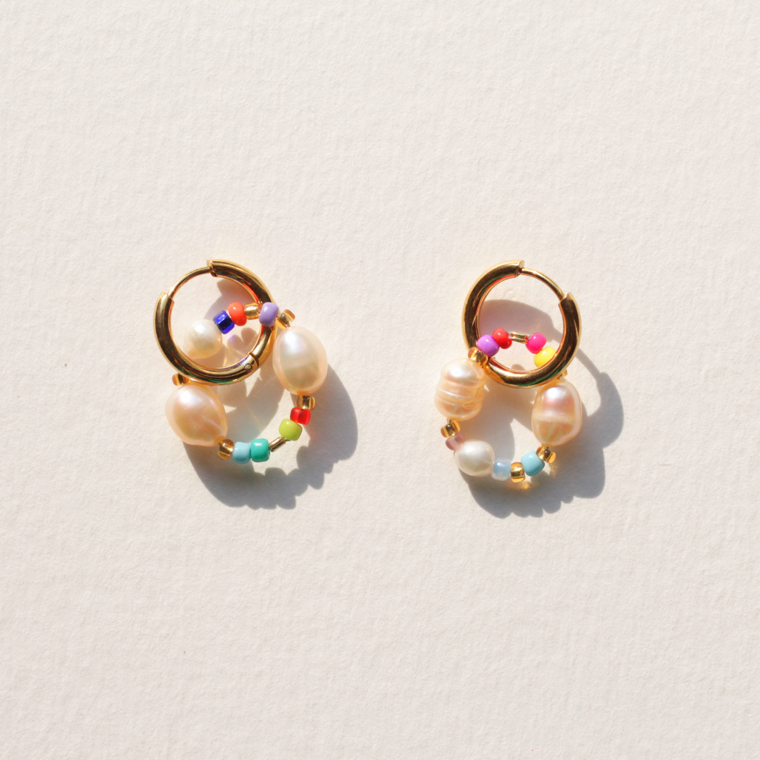 Boucles d'oreilles Spice colorées fantaisie avec perles de culture, créations faites main Bibi Joue