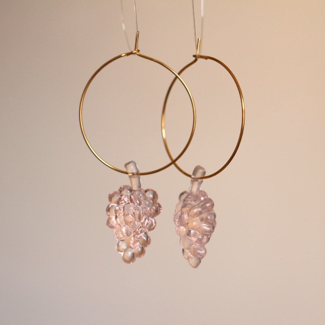 Boucles d'oreilles Raisins roses