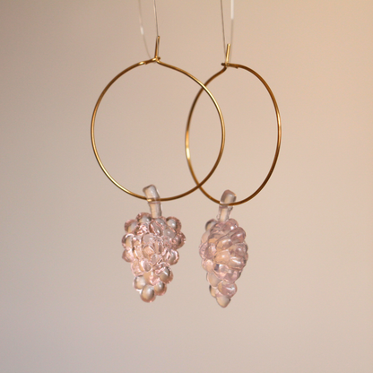 Boucles d'oreilles Raisins roses