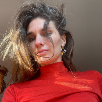 Boucles d’oreilles Healing faites main avec perles baroques et vintage, couleur marron, originales, création Bibi Joue, pièce unique