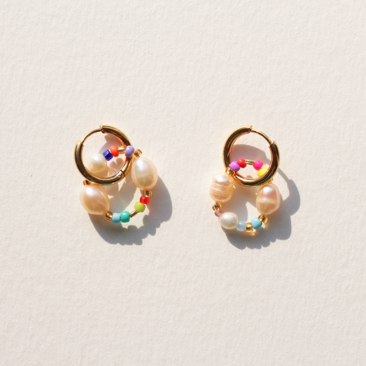 Boucles d'oreilles Spice colorées fantaisie avec perles de culture, créations faites main Bibi Joue